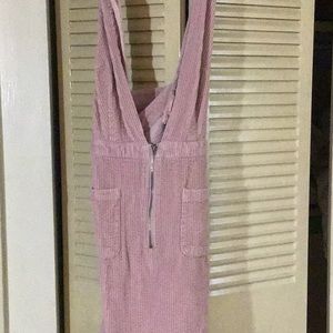 Pink corduroy overall dress